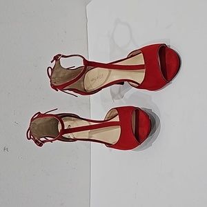 Nine West  Red Strappy Peep Toe Stilettos Heels-size 9.5